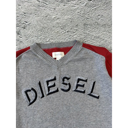 Diesel vintage sweater grey red Y2K big logo