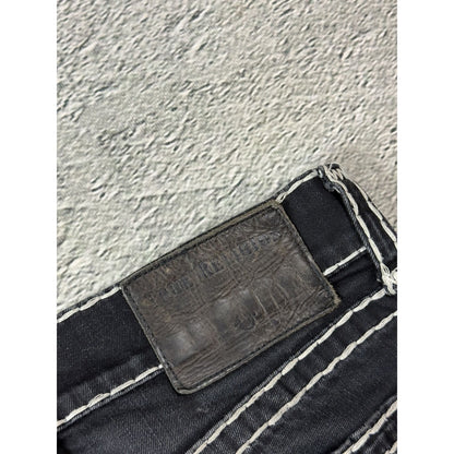 True Religion black jeans Rocco white thick stitching Y2K slim
