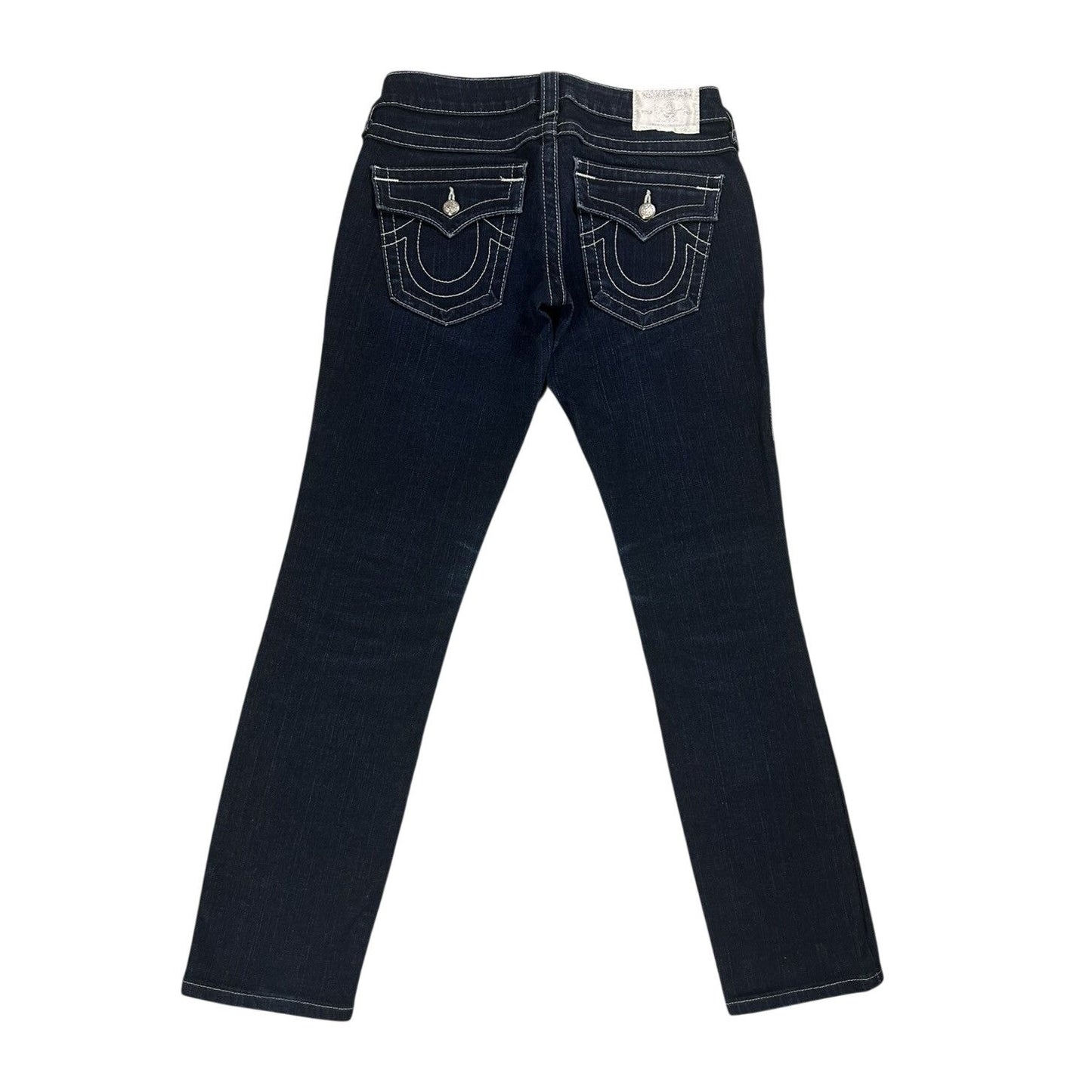 True Religion jeans slim white rhinestones vintage blue