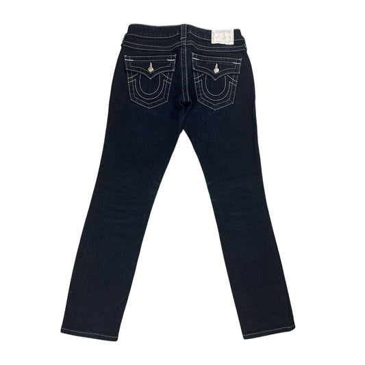 True Religion jeans slim white rhinestones vintage blue