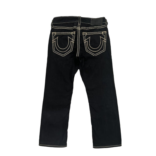 True Religion vintage black jeans gold double stitching