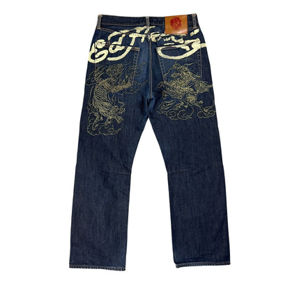 Ed Hardy Christian Audigier vintage jeans big logo dragon