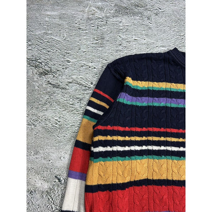 Monello vintage sweater Coogi style cable knit multicolor