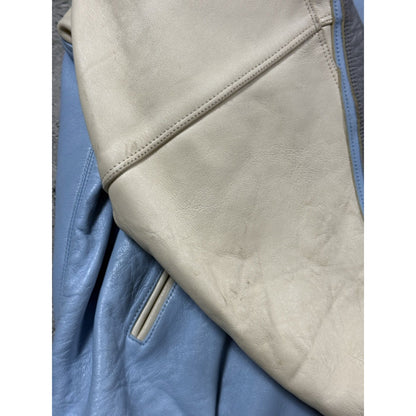 Pelle Pelle leather jacket white blue big logo turquoise