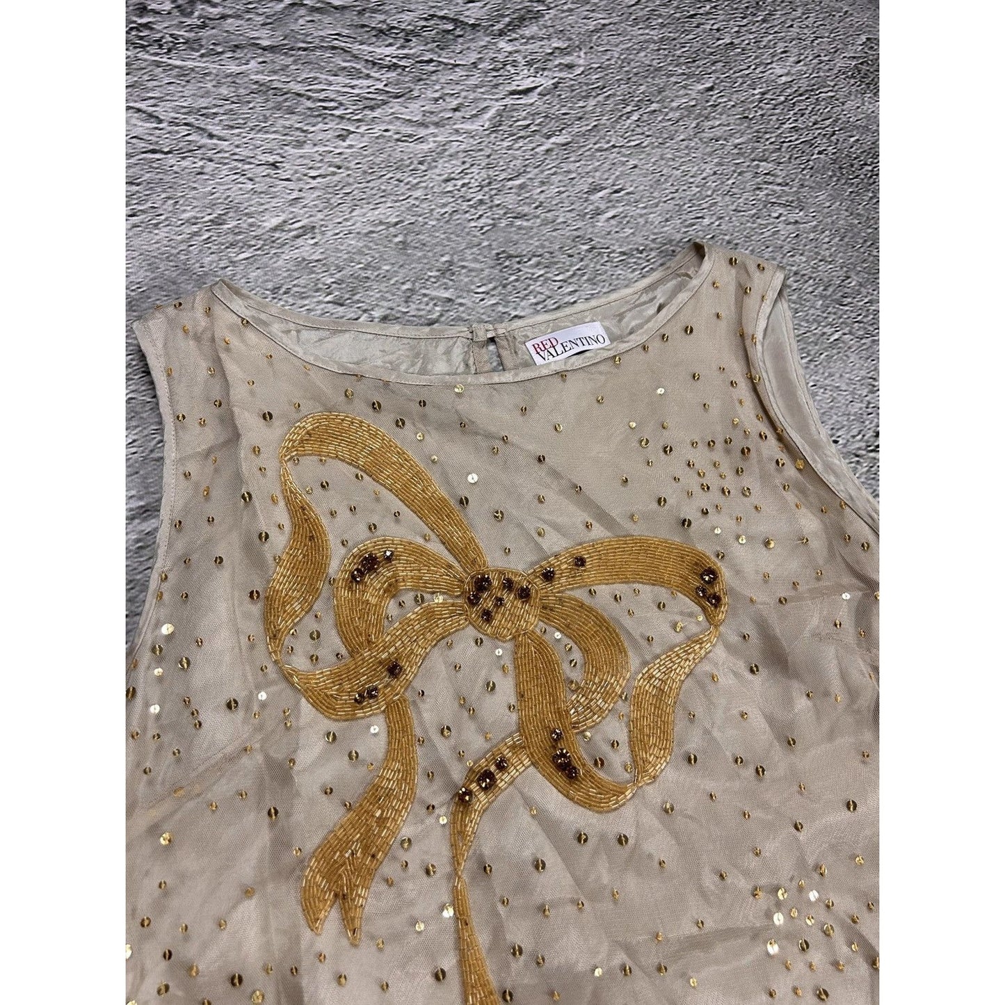 Red Valentino dress glitter beige gold