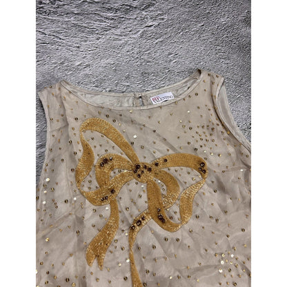 Red Valentino dress glitter beige gold