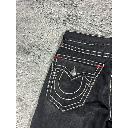 True Religion vintage black jeans denim white stitching