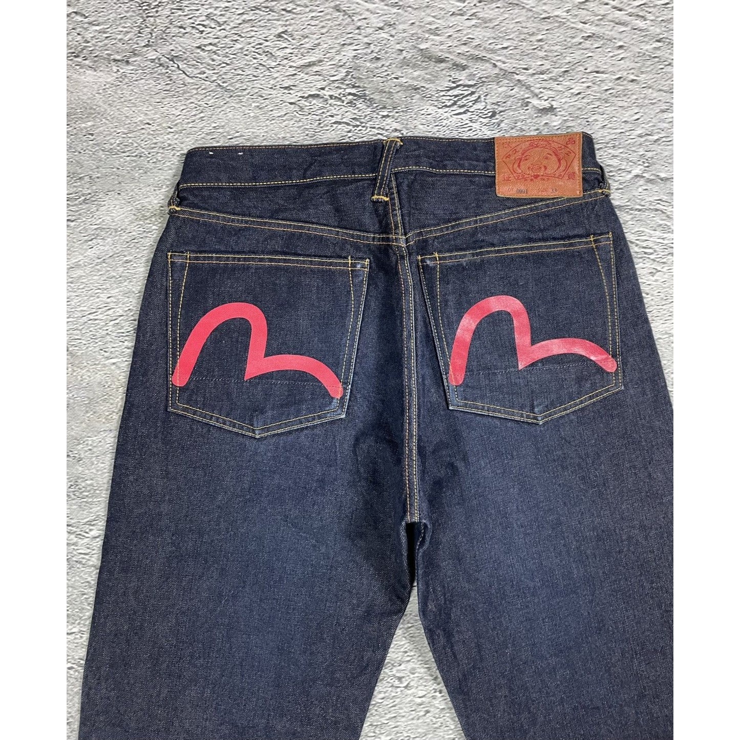 Evisu jeans red logo selvedge navy denim vintage