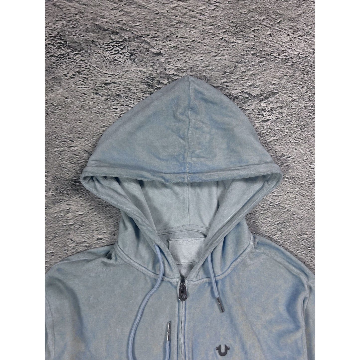True Religion vintage zip hoodie blue velour Y2K
