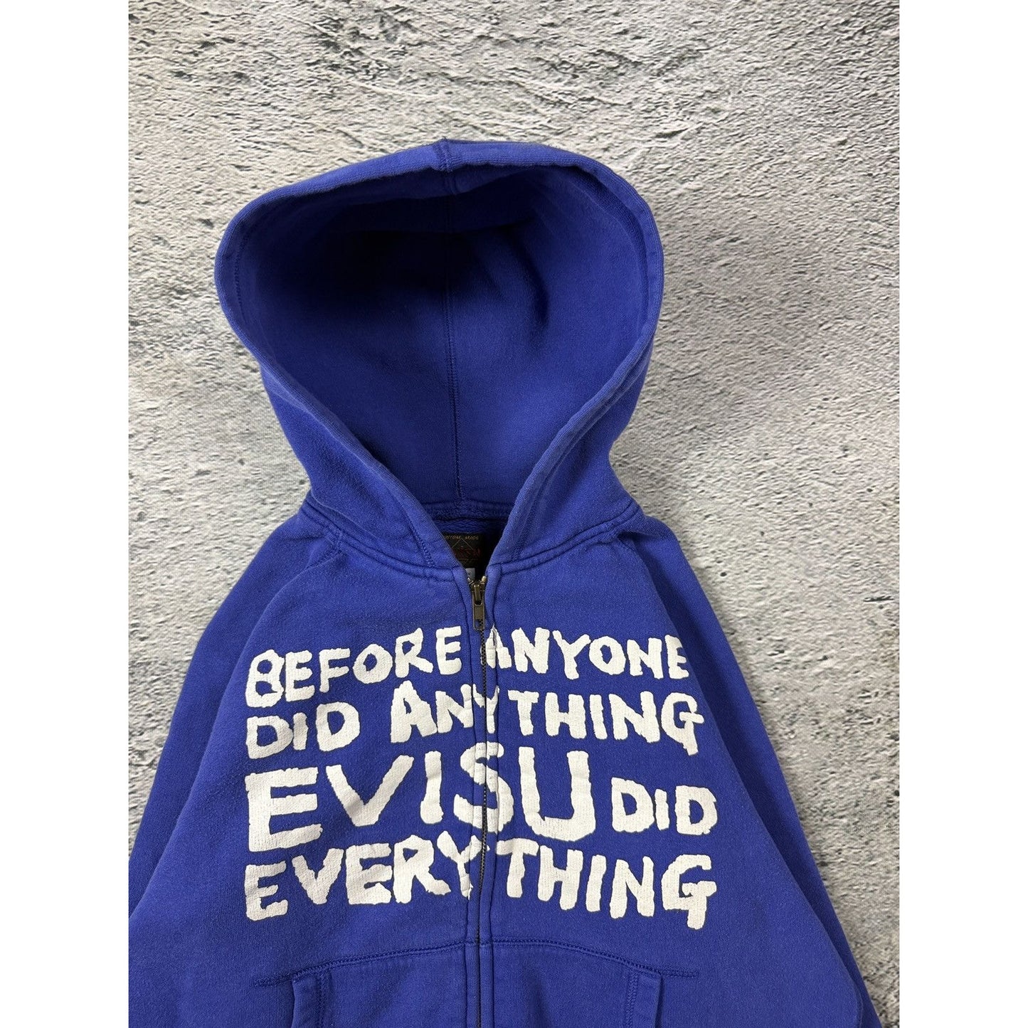 Evisu zip hoodie blue vintage big logo Y2K blue