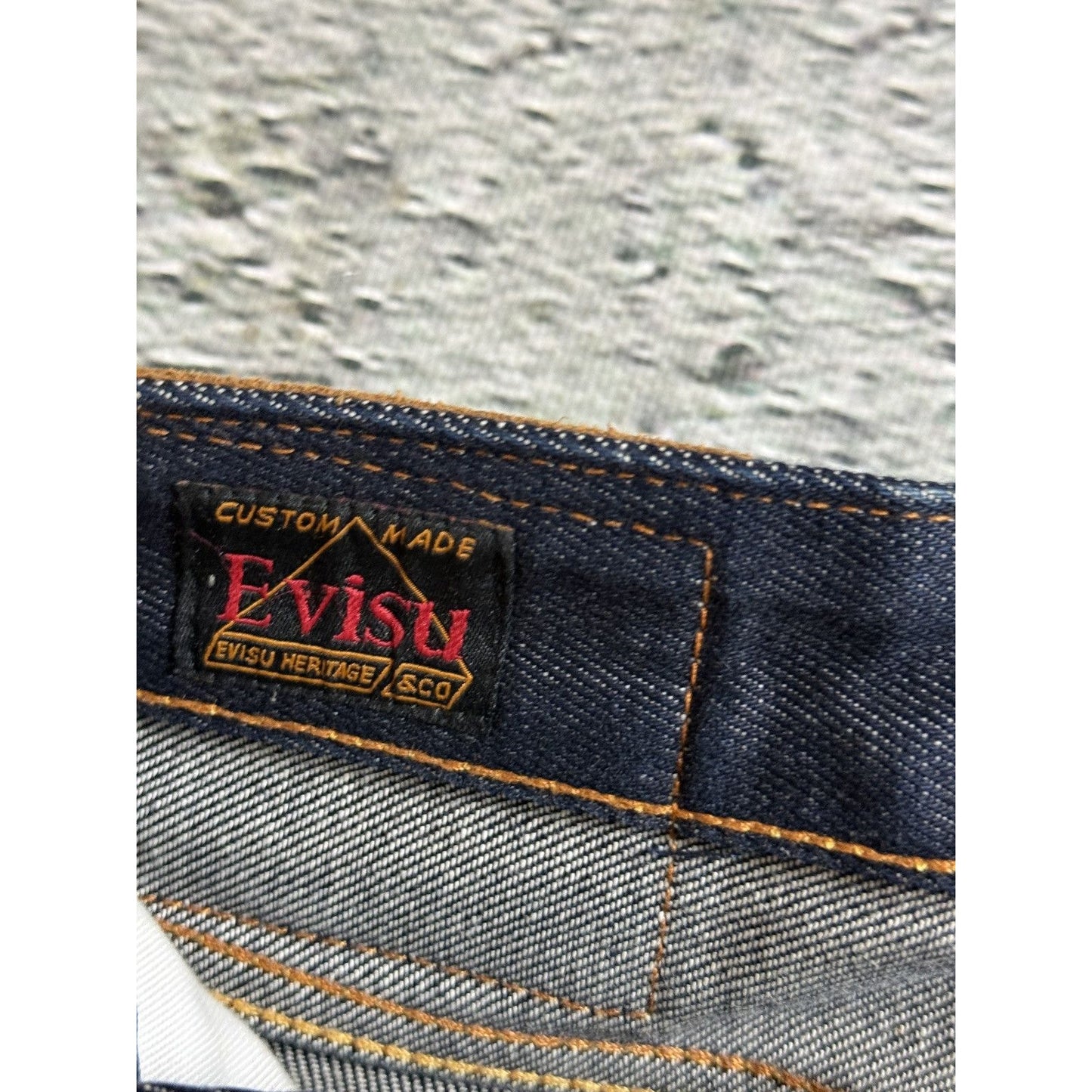Evisu jeans daicock cargo big logo red selvedge denim