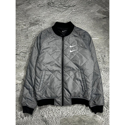 Nike reversible bomber jacket double swoosh big black grey