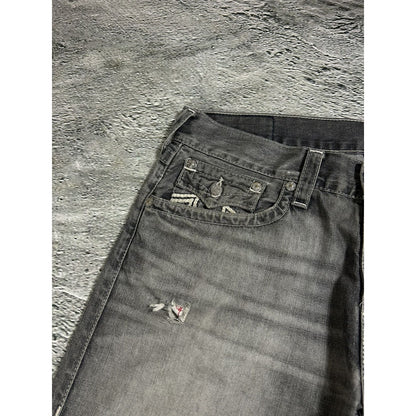 True Religion vintage grey jeans rope white stitching Ricky
