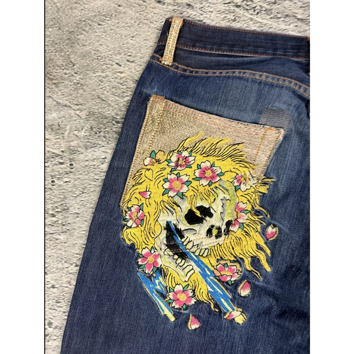 Ed Hardy vintage jeans skull embroidered big logo pants