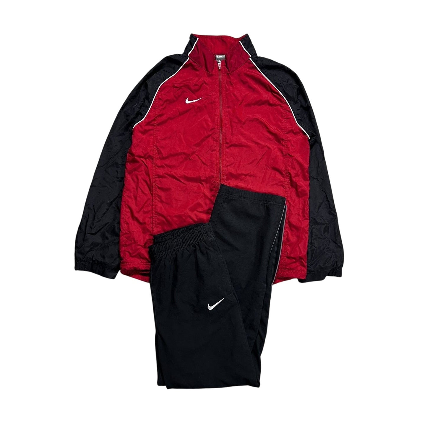 Nike vintage track suit black red pants windbreaker nylony