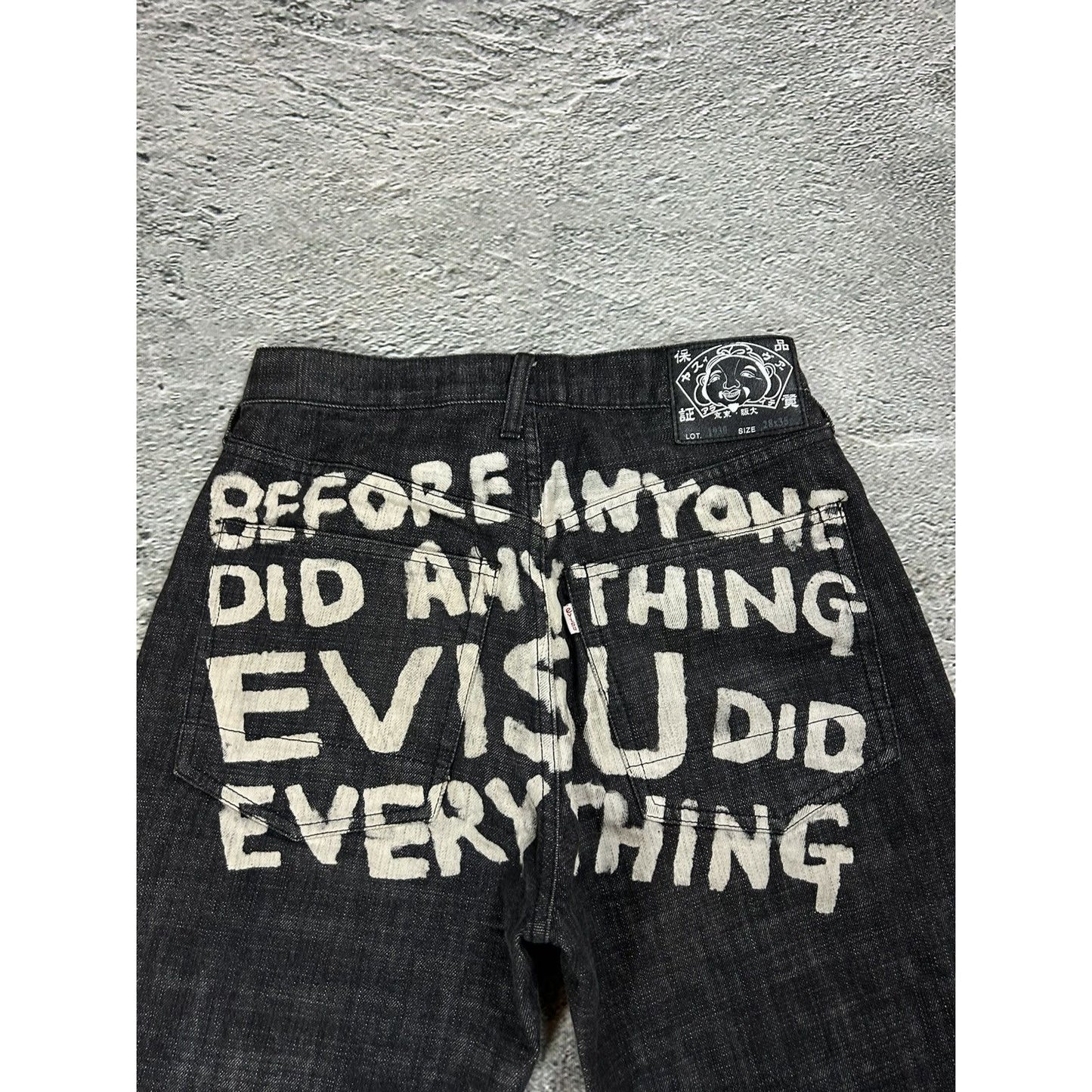 Evisu jeans black big logo Before Anyone white selvedge