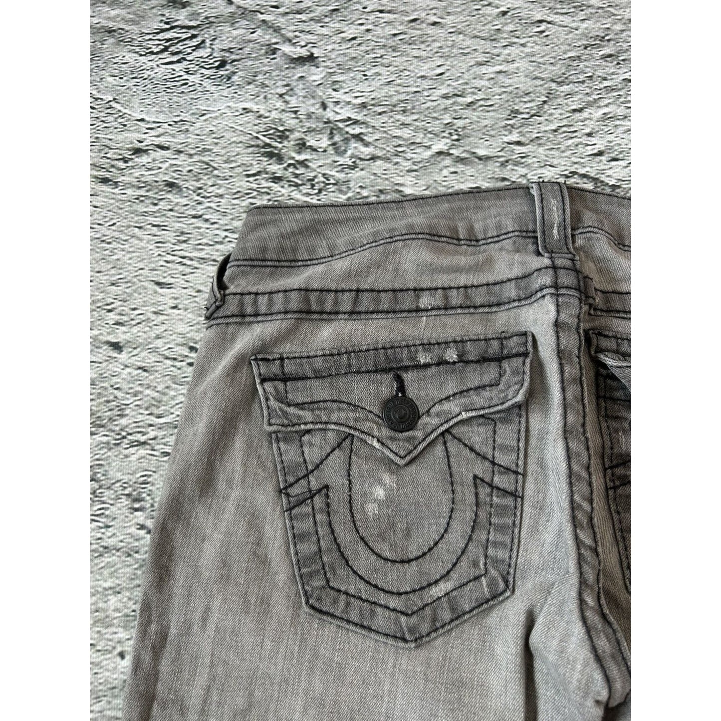 True Religion grey jeans black contrast stitching Billy Y2K
