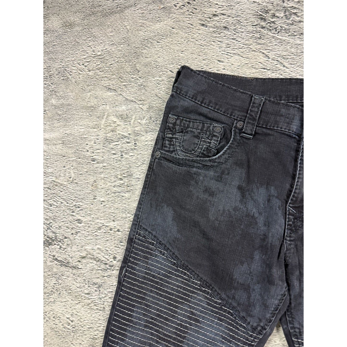 True Religion jeans biker black vintage washed