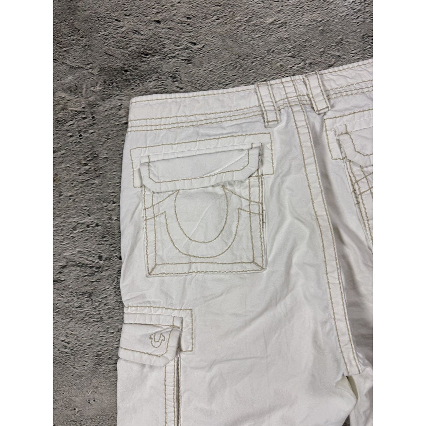 True Religion Cargo White jorts denim shorts
