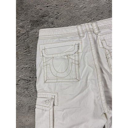 True Religion Cargo White jorts denim shorts