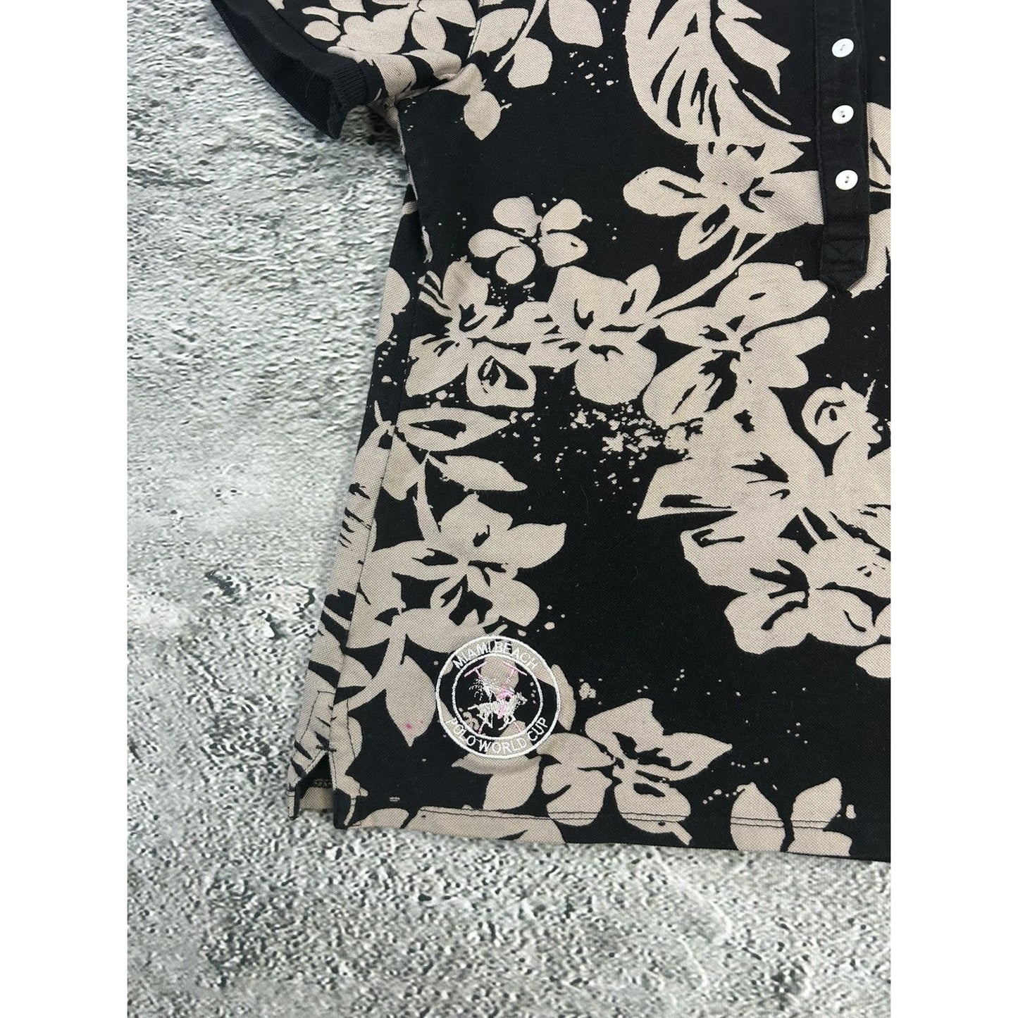 La Martina Polo T-shirt black floral big pony
