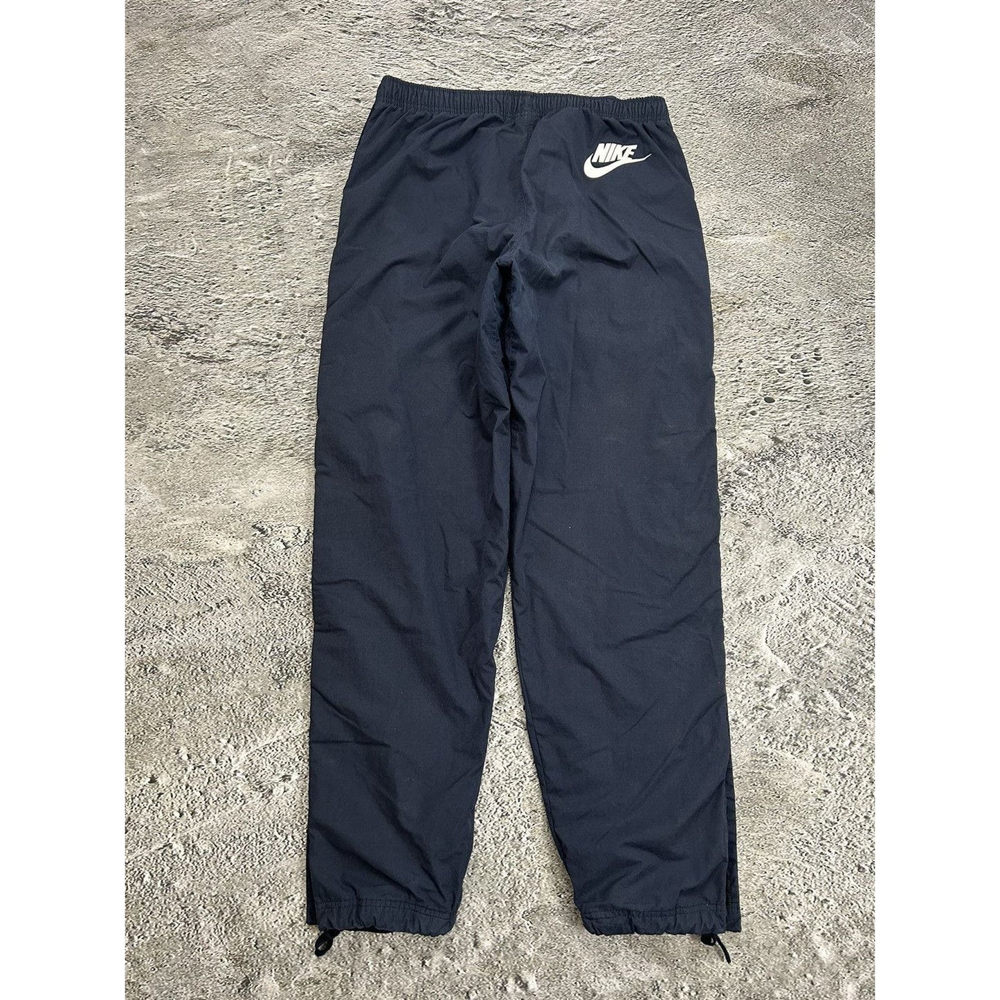 Nike vintage navy nylon track pants small swoosh drill Y2K