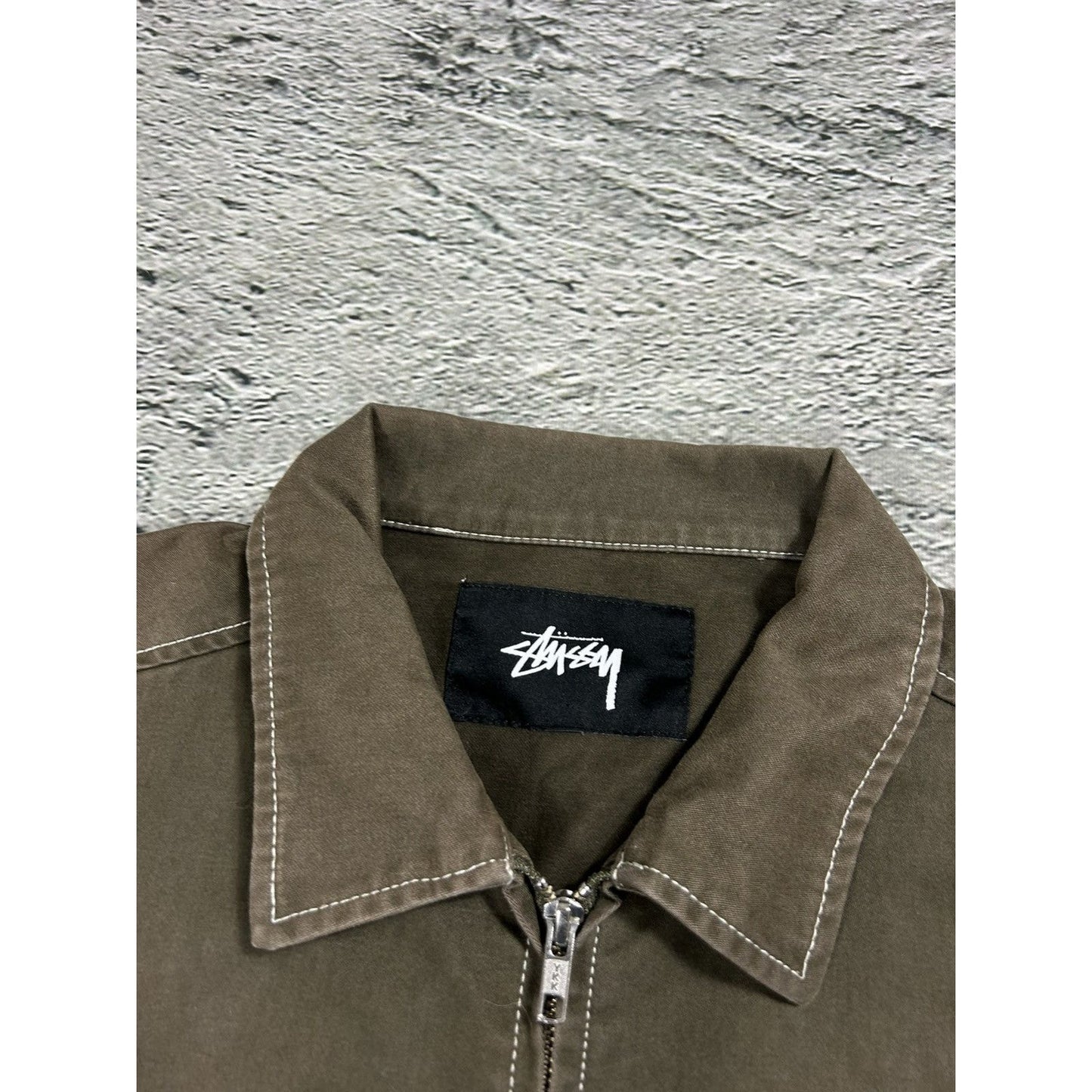 Stussy garage jacket contrast stitch workwear brown