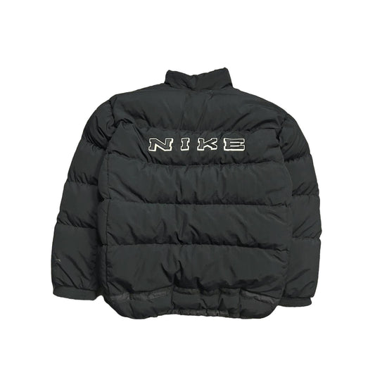 Nike black puffer jacket big logo reversible vintage 90s