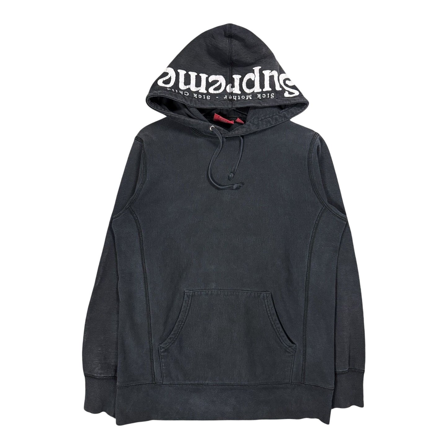 Supreme hoodie black hood logo Sick Mother Sick Child SS17