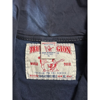 True Religion vintage Washed Navy blue zip hoodie stitching