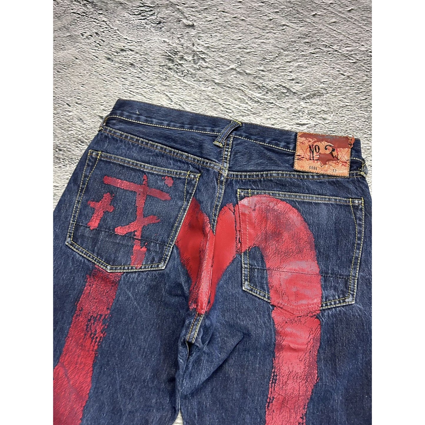 Evisu jeans daicock big logo red selvedge denim
