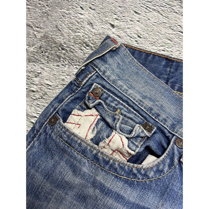 True Religion vintage blue jeans white big logo bootcut