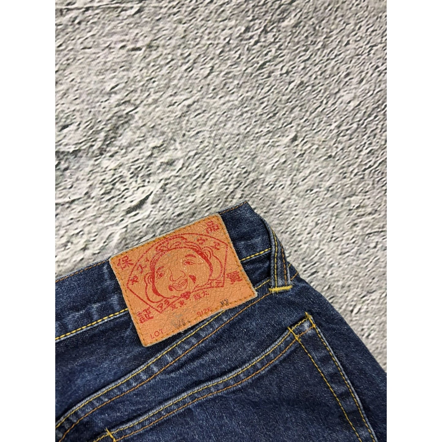 Evisu jeans vintage handpainted seagull logo selvedge white