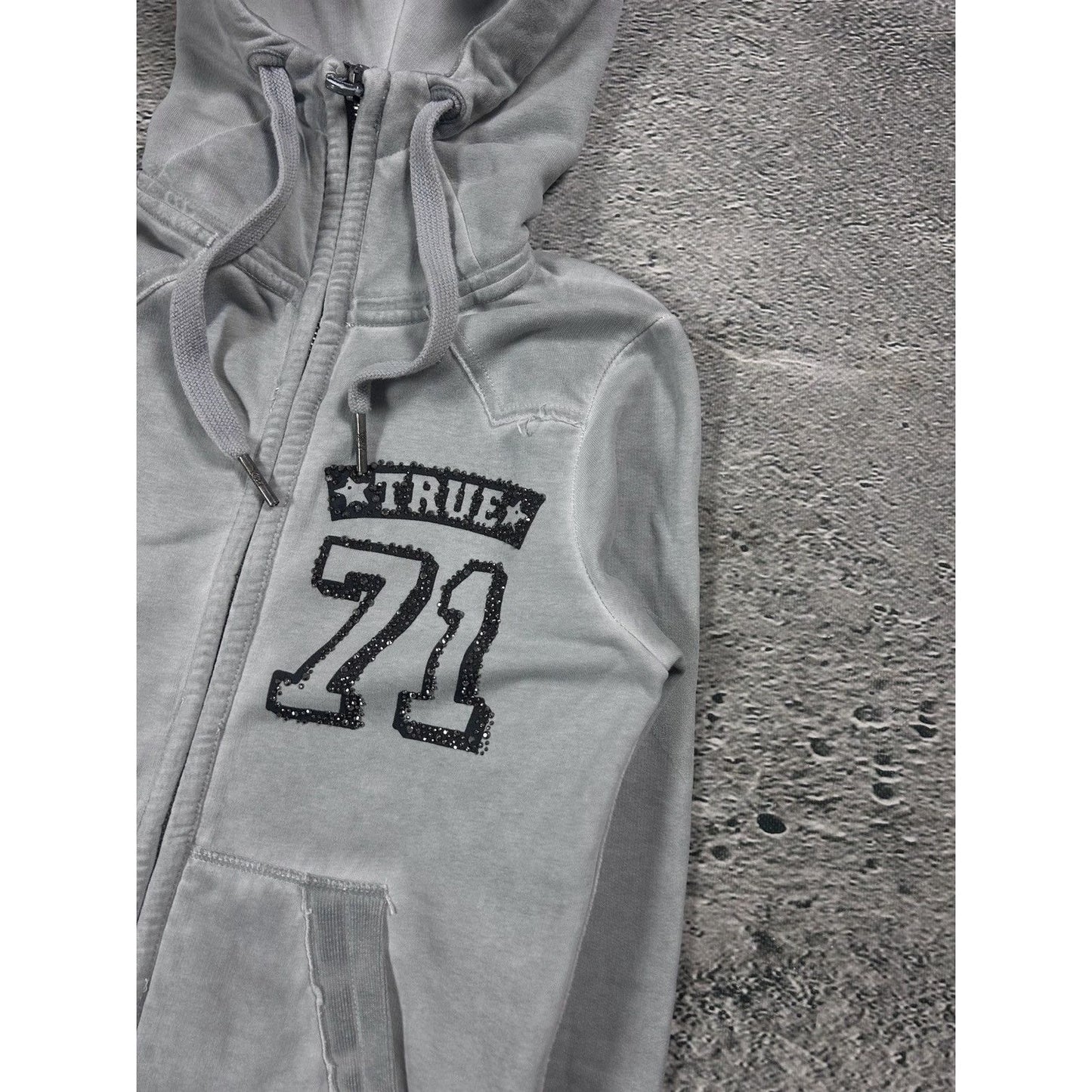True Religion vintage zip hoodie grey gems 71 Y2K