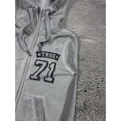 True Religion vintage zip hoodie grey gems 71 Y2K