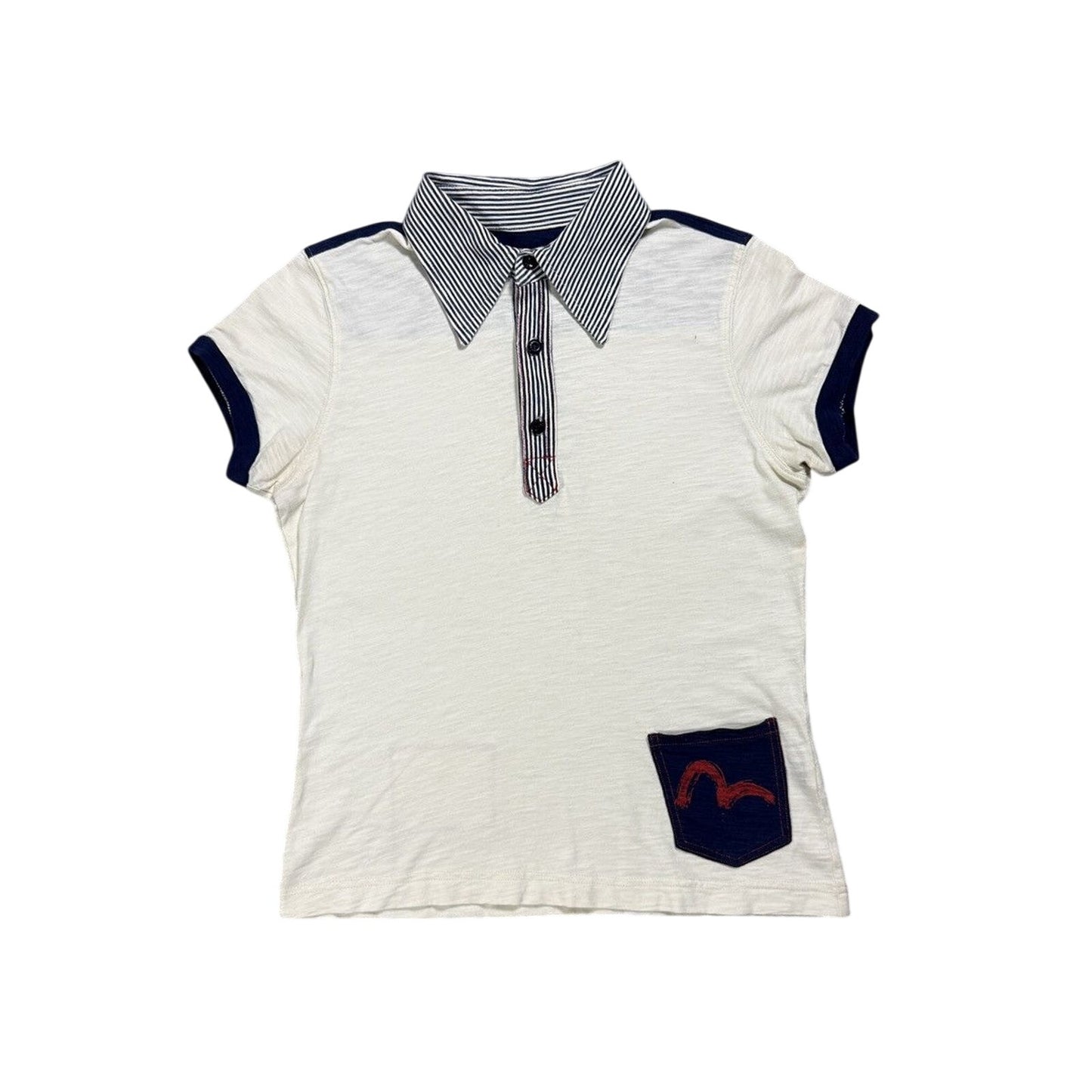 Evisu polo T-shirt big logo white Y2K