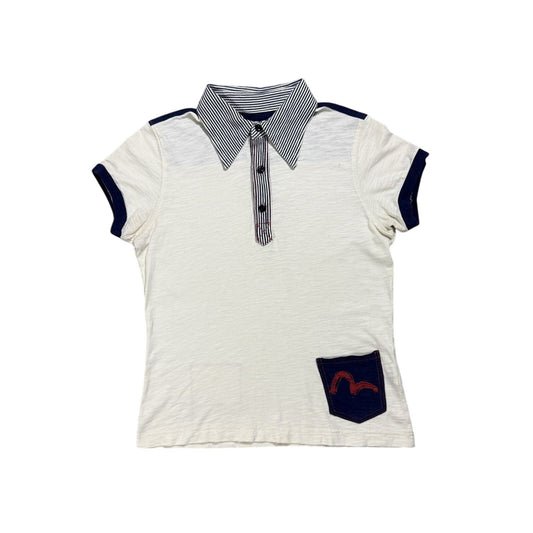 Evisu polo T-shirt big logo white Y2K