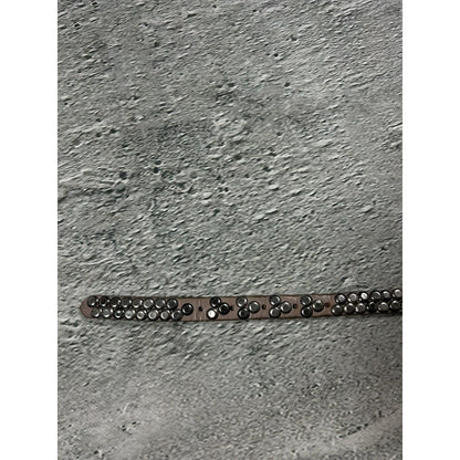 Vintage studded leather belt thin black silver Y2K swag