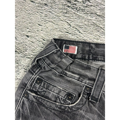 True Religion jeans grey black thick stitching Bobby