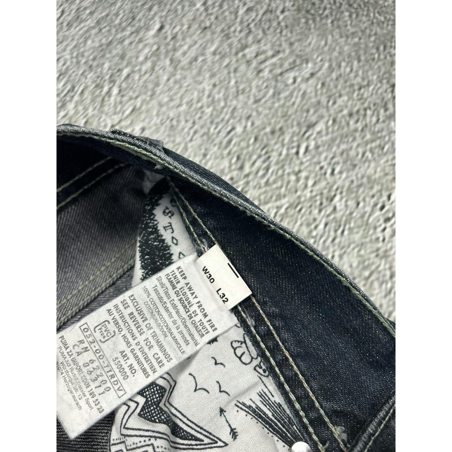 Evisu x Puma vintage grey jeans mint seagulls Y2K