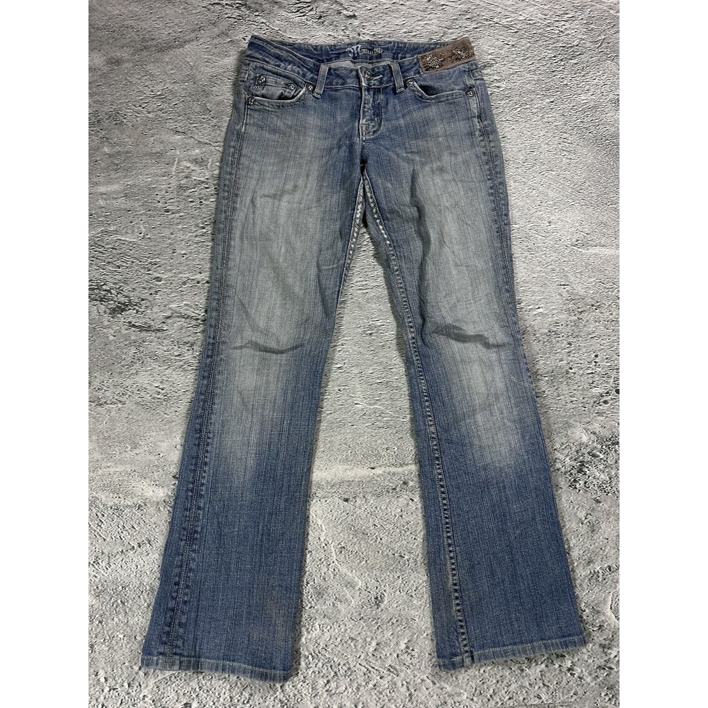 Miss Me flared bootcut white stitching denim vintage y2k