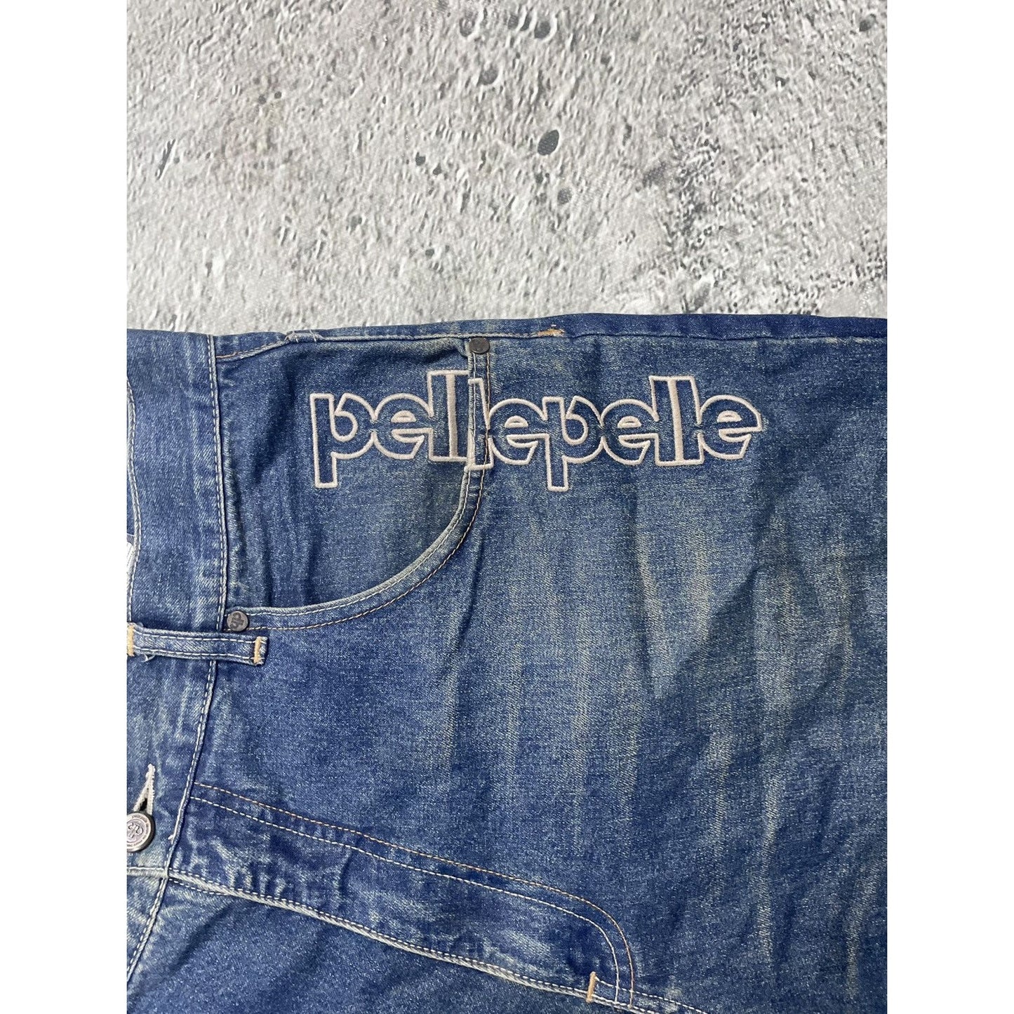 Pelle Pelle jorts big logo blue vintage denim shorts