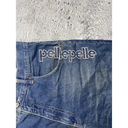 Pelle Pelle jorts big logo blue vintage denim shorts