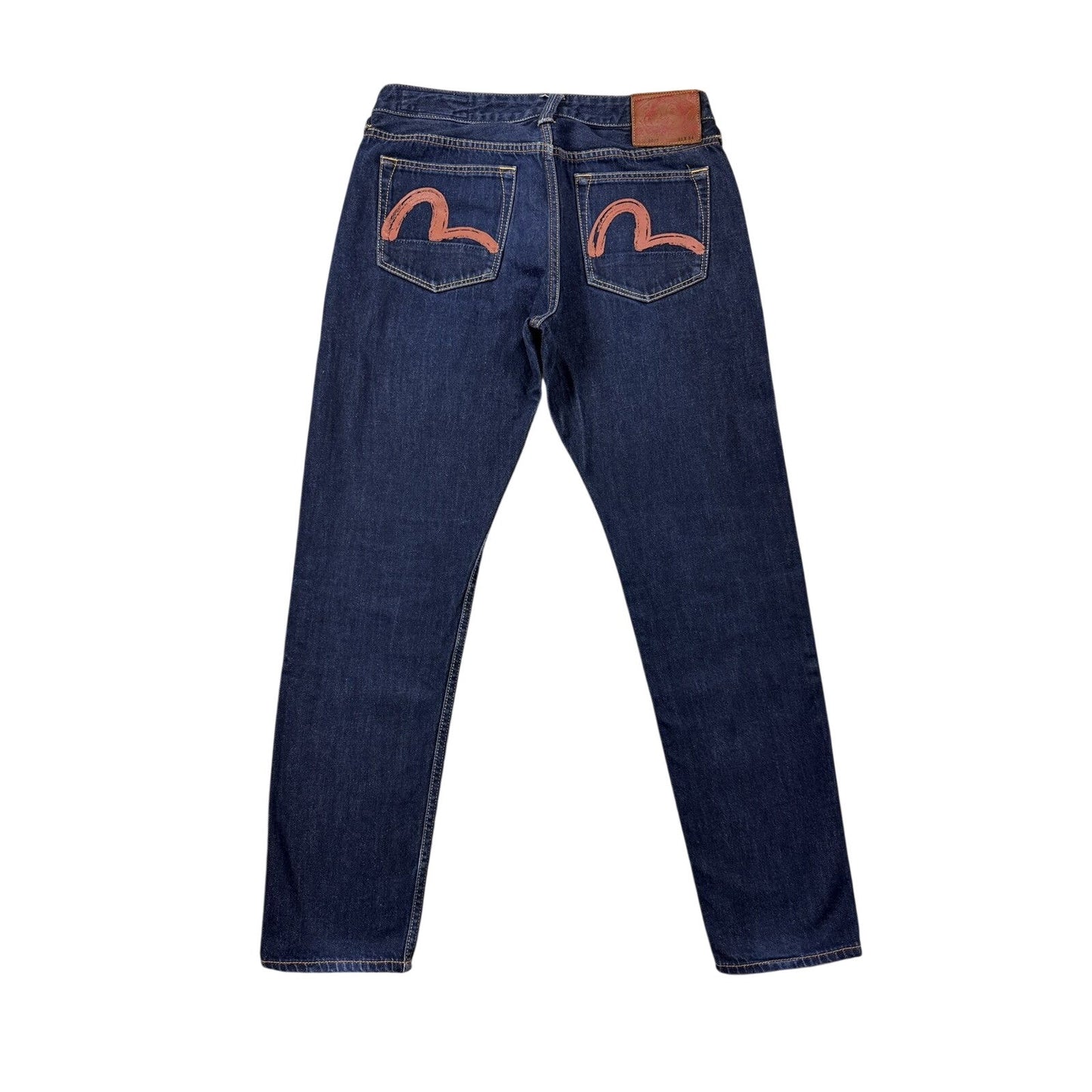 Evisu jeans brown logo selvedge navy raw denim vintage