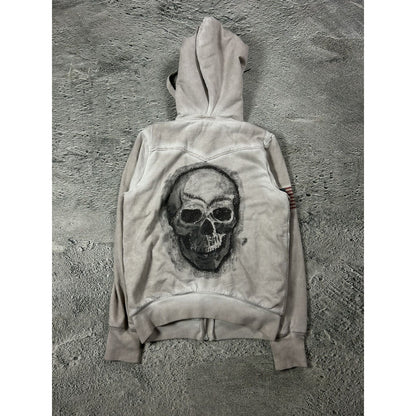 True Religion zip hoodie vintage skull rhinestones sherpa