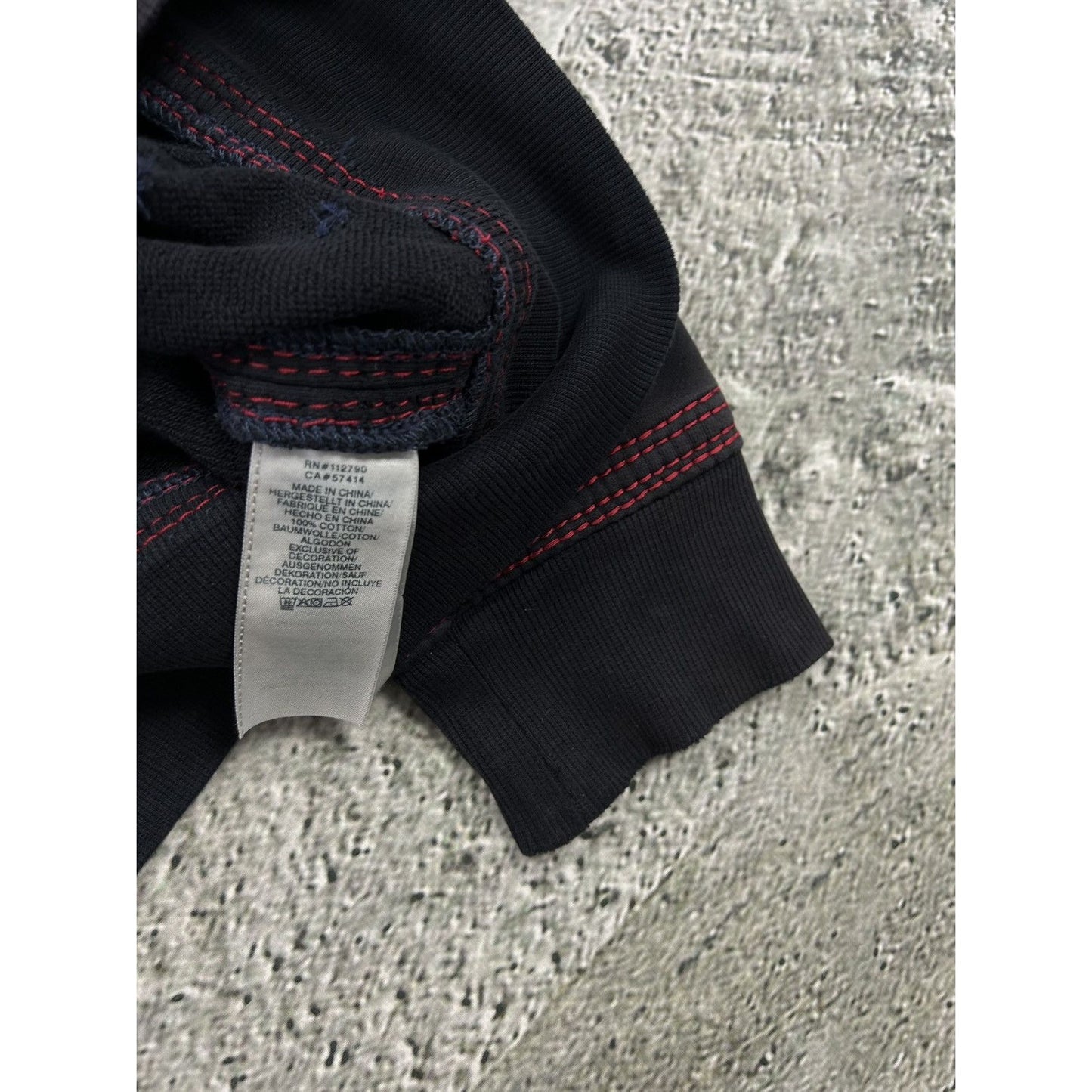 True Religion zip hoodie vintage black red thick stitching