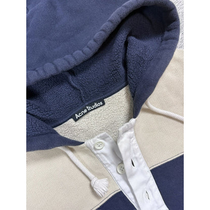Acne Studios Striped Navy White hoodie face logo