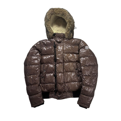 Moncler bulgarie down jacket teddy fur hood brown vintage