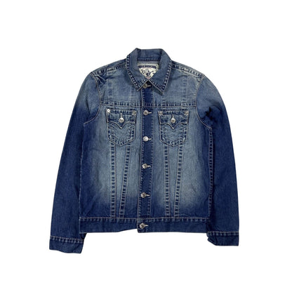 True Religion denim jacket trucker washed blue White