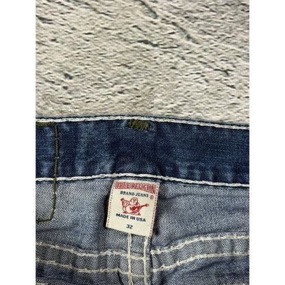 True Religion Green tab ricky Blue jeans white stitching